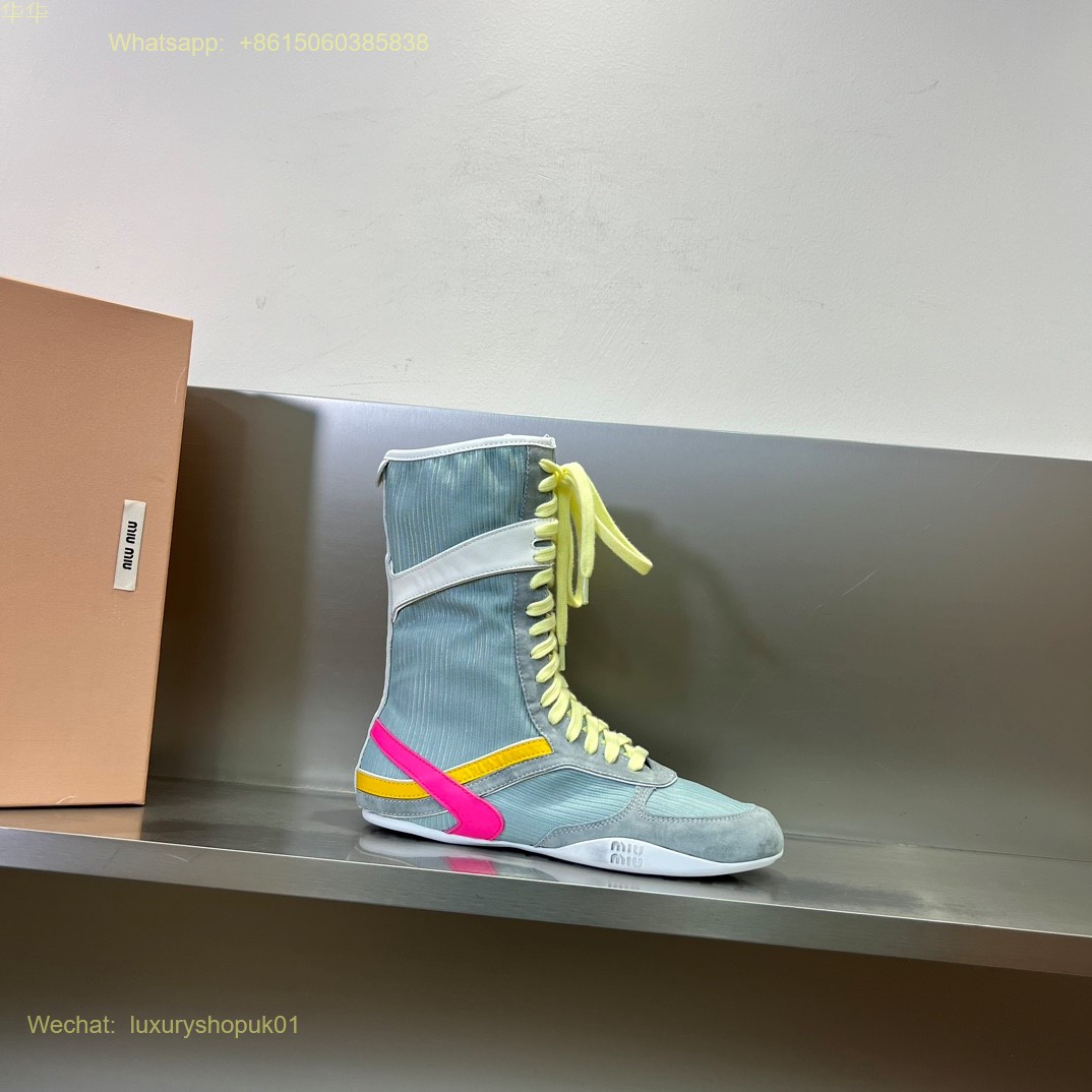 Miu Miu high top Sneaker Lace-Up Boots Women Shoes