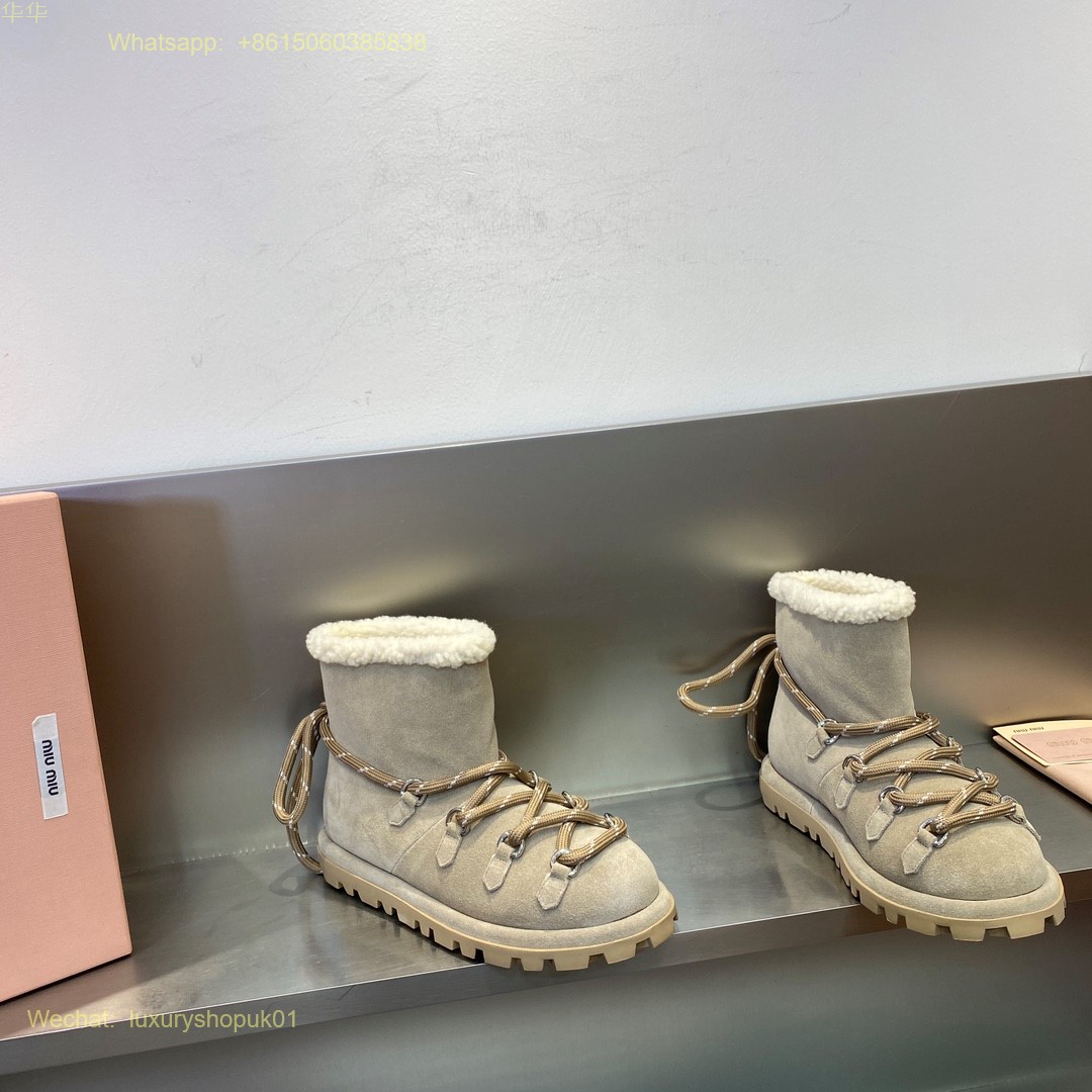 Miu Miu Fur shearling Suede booties Women snow Shoes