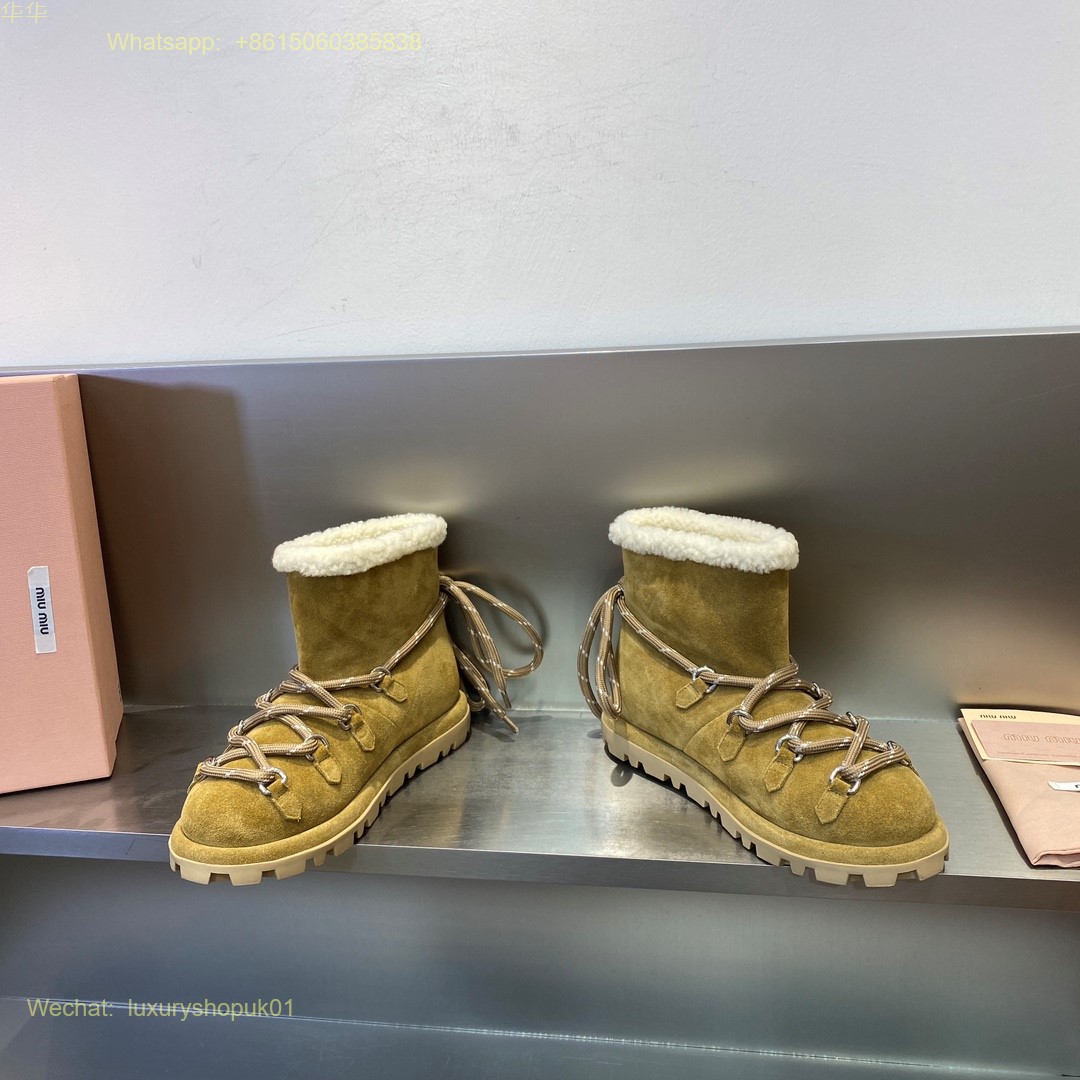 Miu Miu Fur shearling Suede booties Women snow Shoes