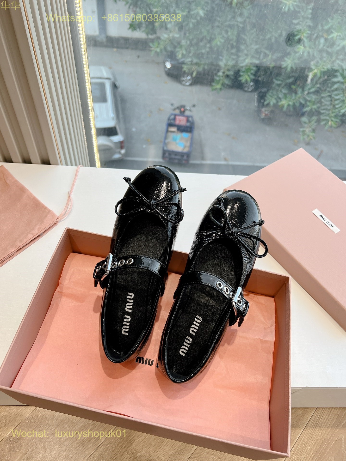 Miu Miu Bow-Detailed Buckled Ballerina bow Ballet Flats Women Shoes