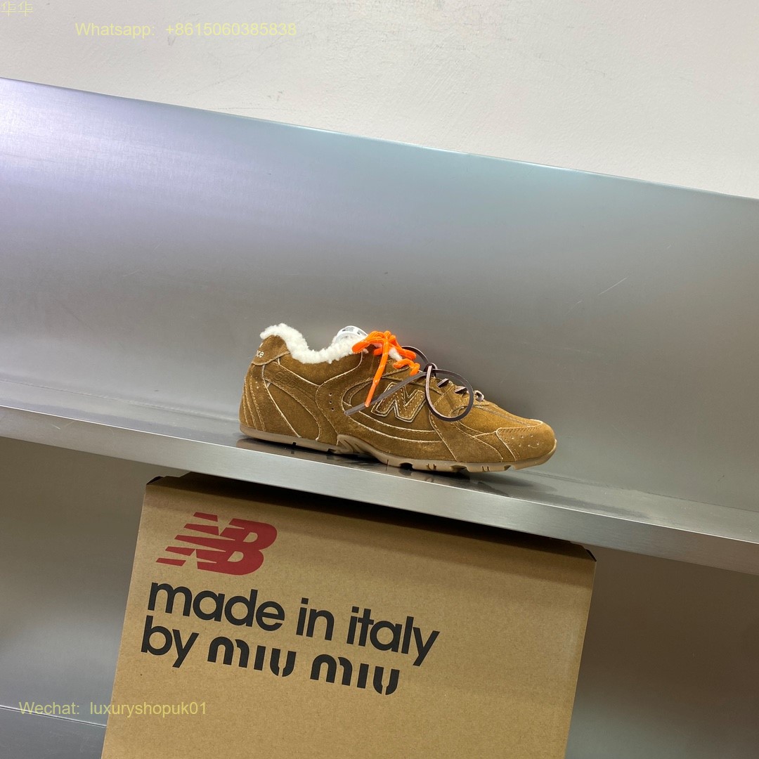 Miu Miu New Balance 530 sl leather Fur shearling Low Top Sneakers Women Mens Shoes