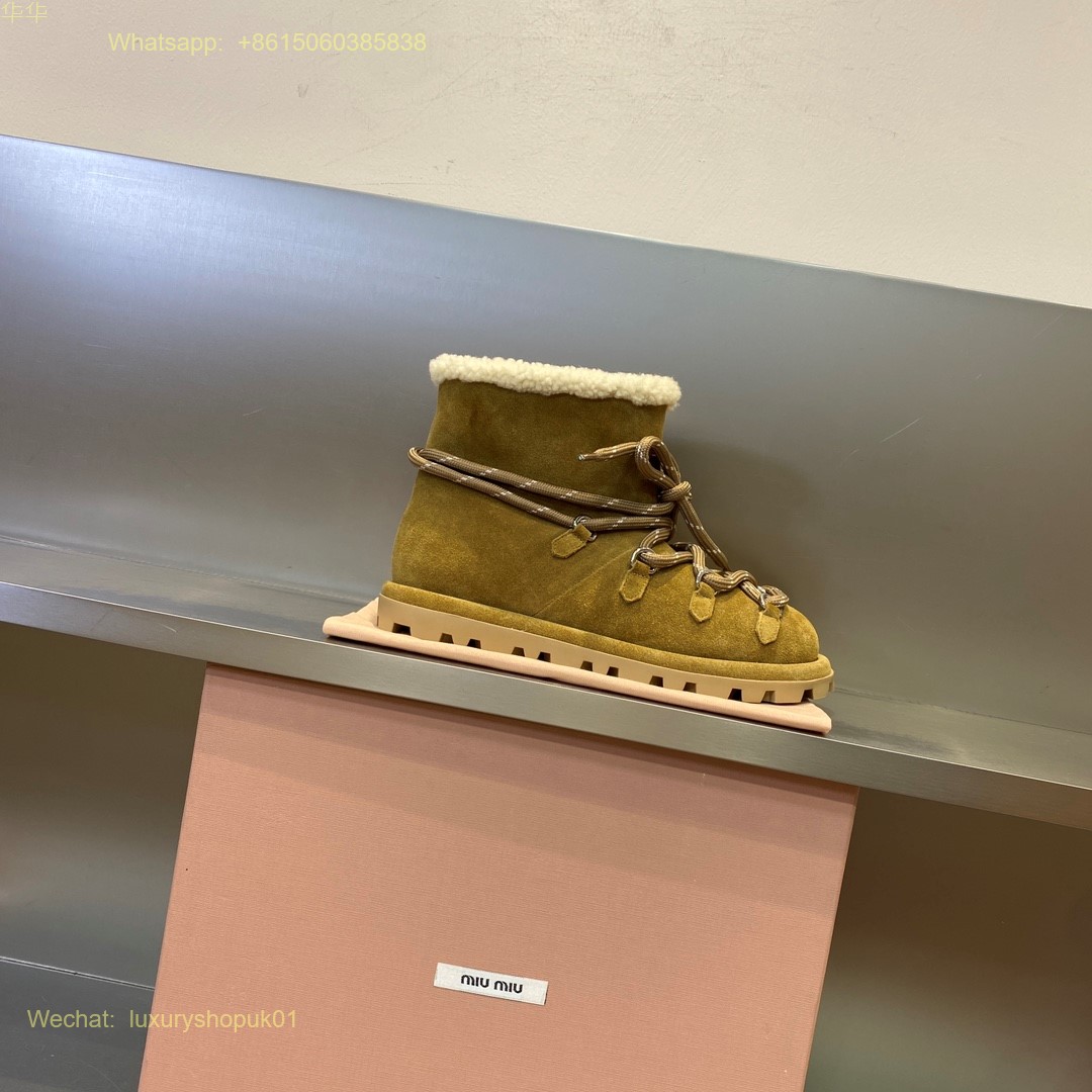 Miu Miu Fur shearling Suede booties Women snow Shoes