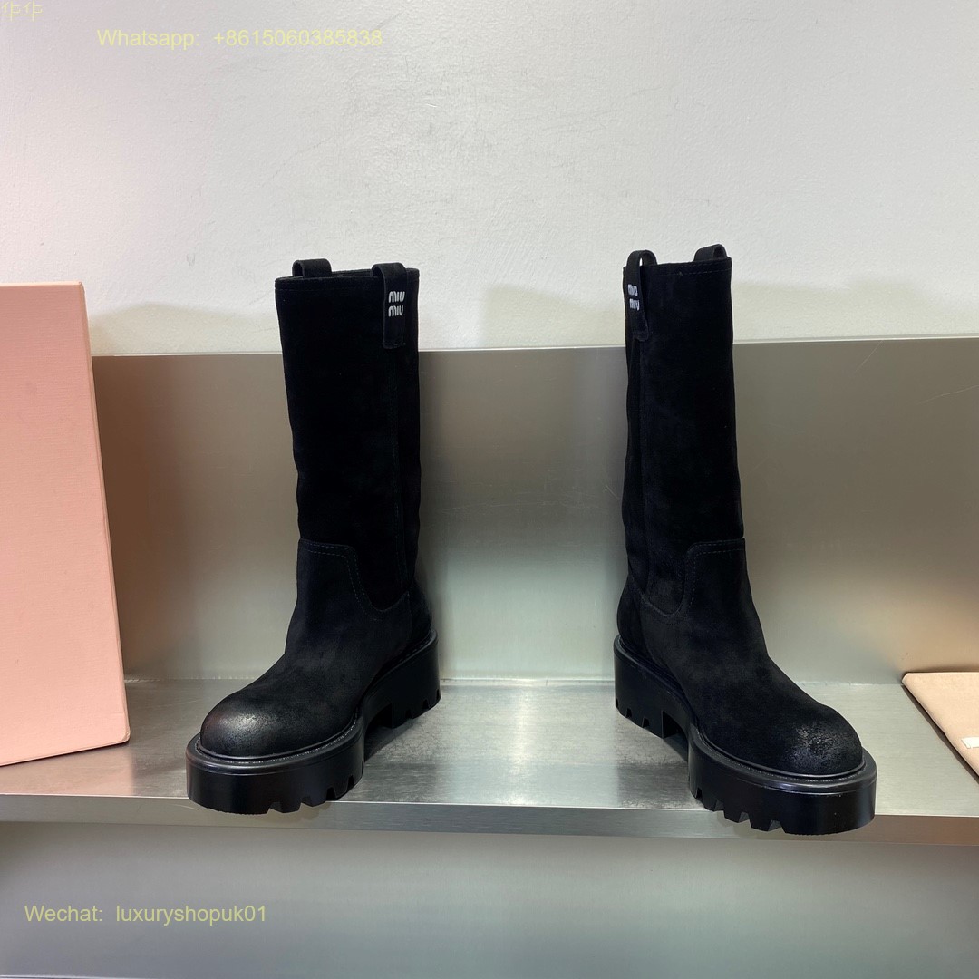 Miu Miu Suede Leather Boots Women Shoes