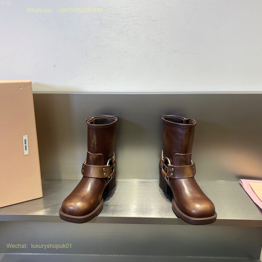 Miu Miu vintage look leather booties ankle Boot Women Shoes