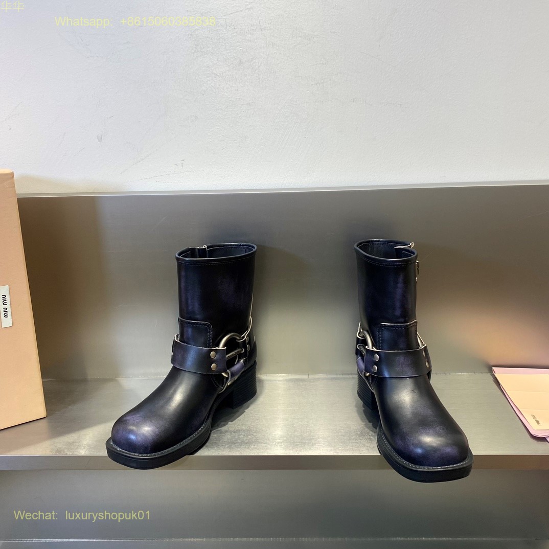 Miu Miu vintage look leather booties ankle Boot Women Shoes