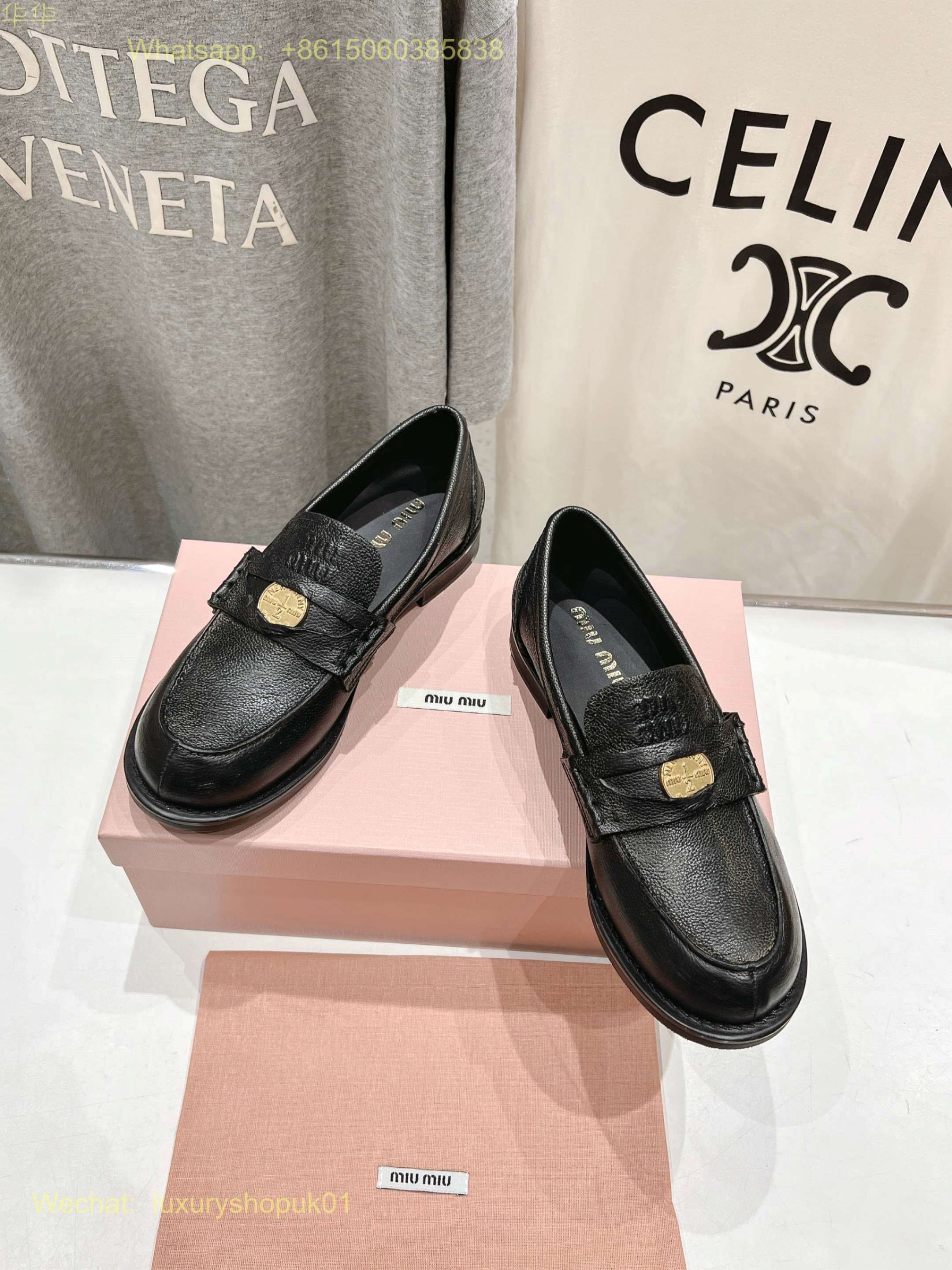 Miu Miu Round Toe Embossed Patent Penny Loafers Women Shoes