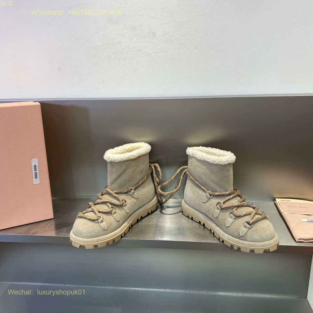 Miu Miu Fur shearling Suede booties Women snow Shoes