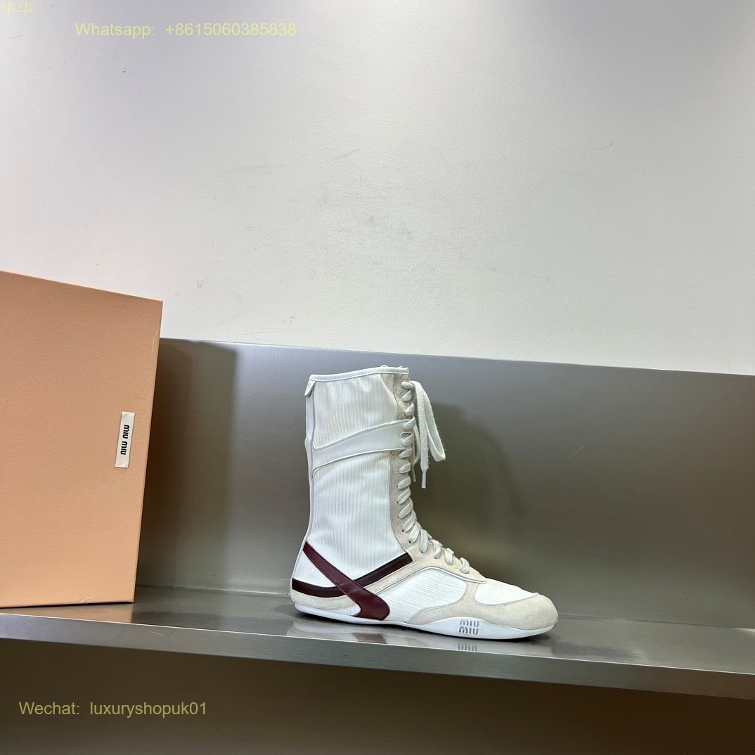 Miu Miu high top Sneaker Lace-Up Boots Women Shoes