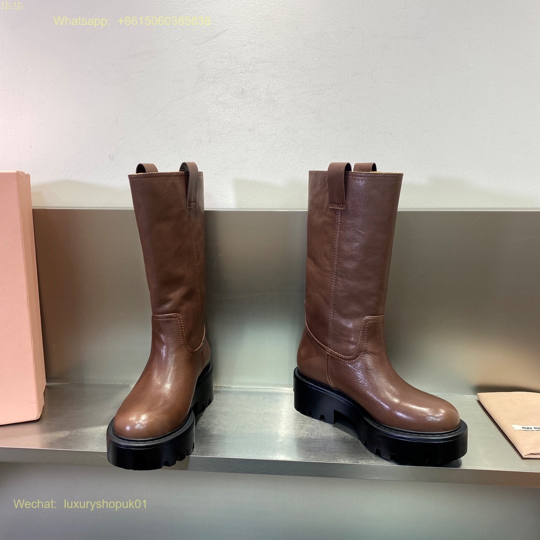 Miu Miu Leather Boots Women Shoes