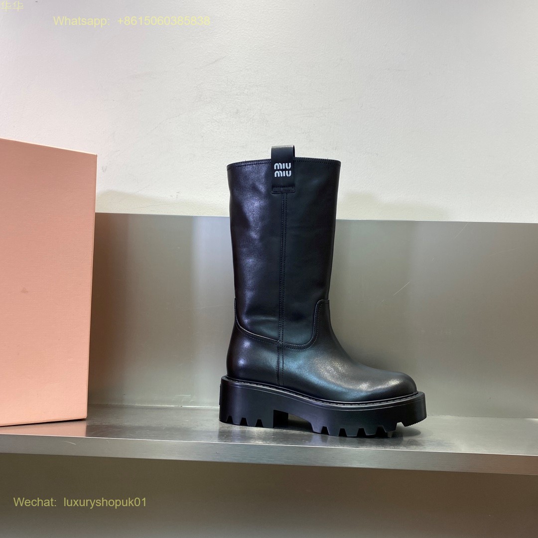 Miu Miu Leather Boots Women Shoes