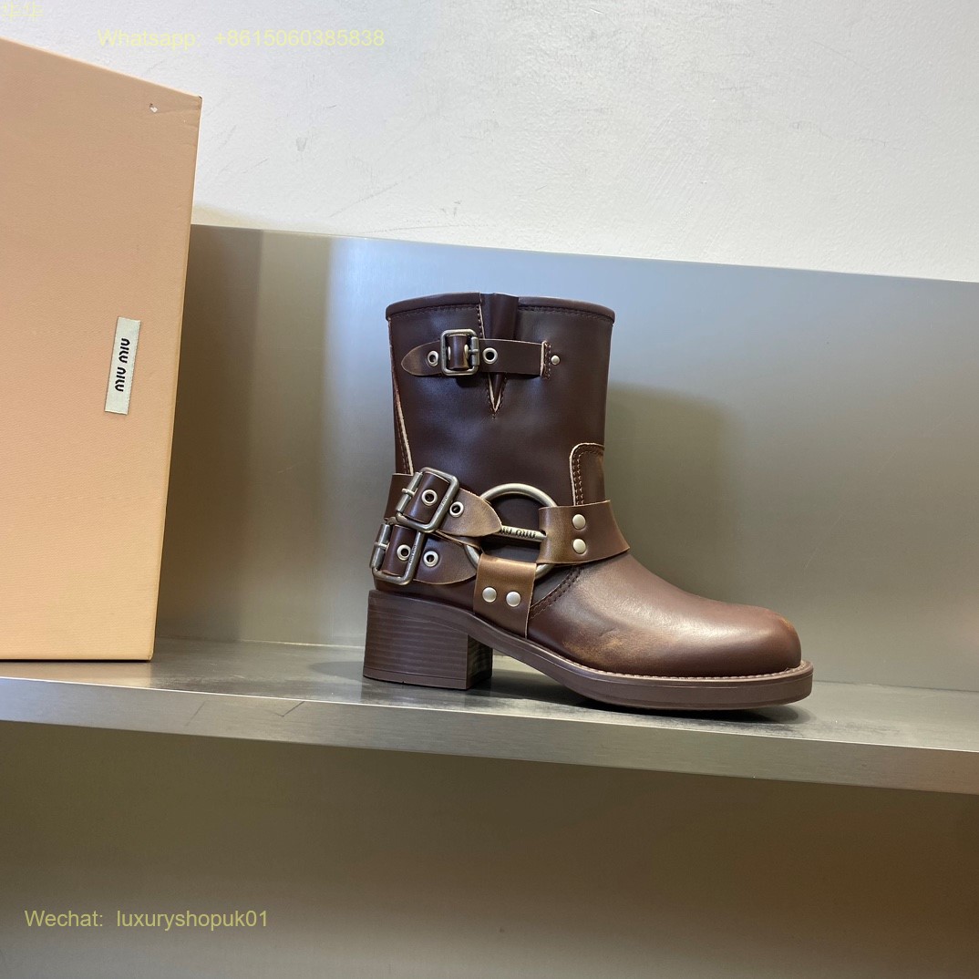 Miu Miu vintage look leather booties ankle Boot Women Shoes