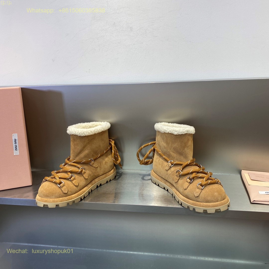 Miu Miu Fur shearling Suede booties Women snow Shoes