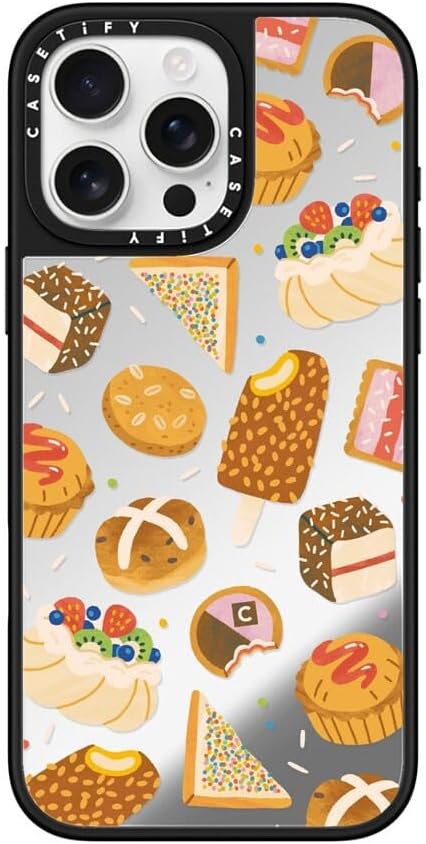 CASETiFY Mirror Case for iPhone 16 [Reflective / 4.9ft Drop Protection/Compatible with Magsafe] - Melbourne Stickers - Silver On Black