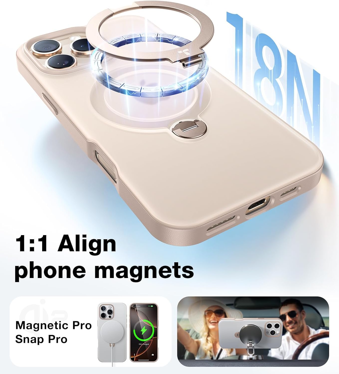 TORRAS Q3 360 Spin for iPhone 17 Pro Max Case Magnetic Stand, Compatible with Magsafe, Military Grade Protection, Camera Control, Built-in Kickstand 17 Pro Max Phone Case 6.9'', Clear