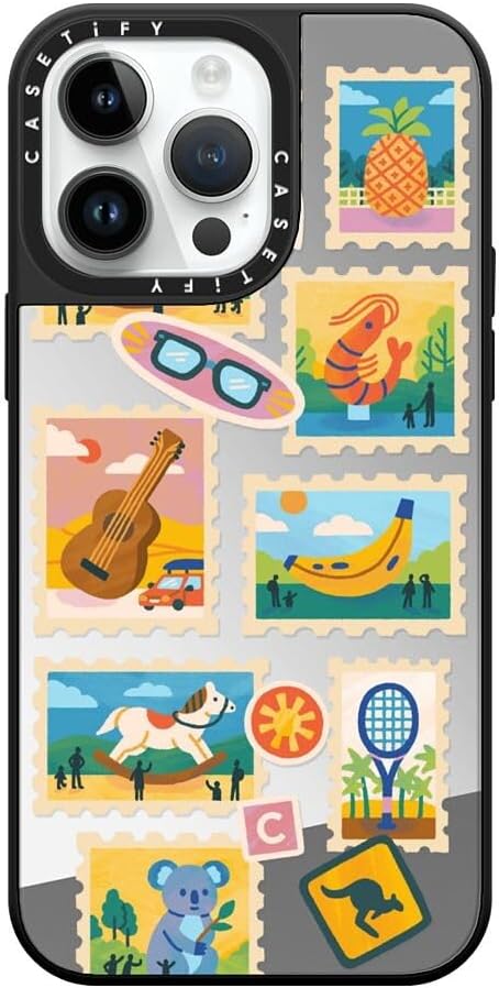 CASETiFY Mirror Case for iPhone 16 [Reflective / 4.9ft Drop Protection/Compatible with Magsafe] - Melbourne Stickers - Silver On Black