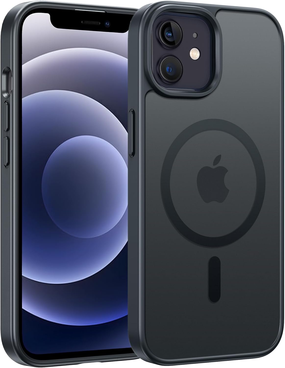 FNTCASE for iPhone 12 Phone Case: for iPhone 12 Pro Magnetic Matte Textured Military Grade Drop Protection Translucent Cell Cover - Slim Durable Shockproof Protective Bumper