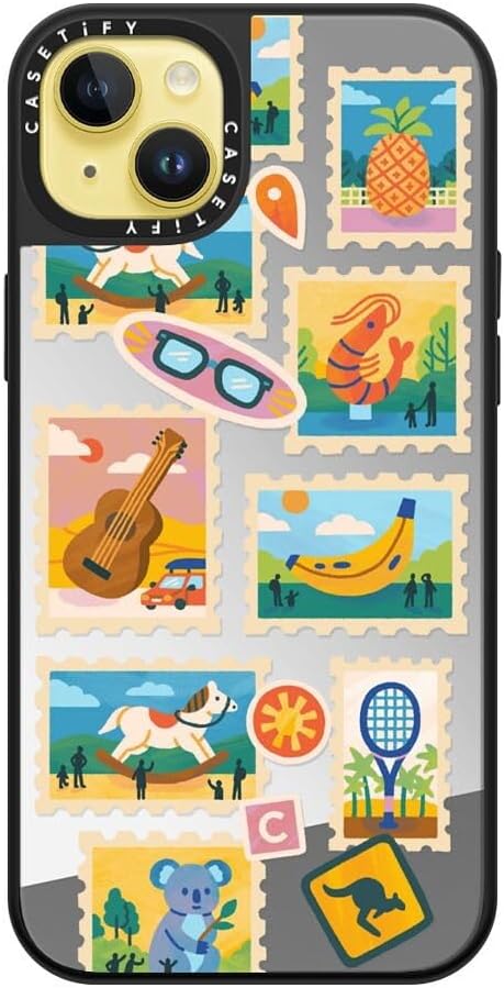 CASETiFY Mirror Case for iPhone 16 [Reflective / 4.9ft Drop Protection/Compatible with Magsafe] - Melbourne Stickers - Silver On Black