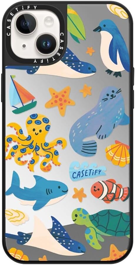 CASETiFY Mirror Case for iPhone 16 [Reflective / 4.9ft Drop Protection/Compatible with Magsafe] - Melbourne Stickers - Silver On Black