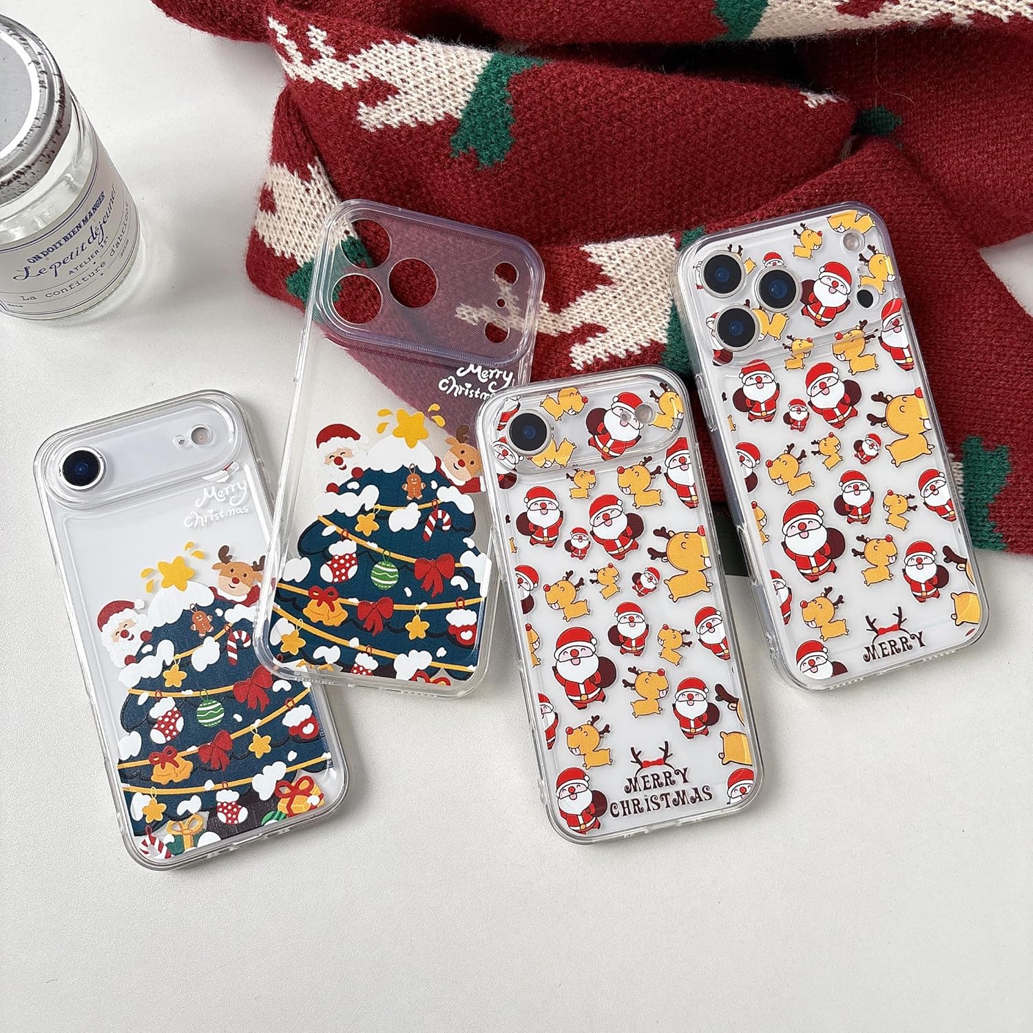 UEEBAI Christmas Phone Case for iPhone 16, Cute Merry Christmas Pattern Case Compatible with Magsafe Red Xmas Santa Tree Candy Pattern Cover for Women and Girls - Elk
