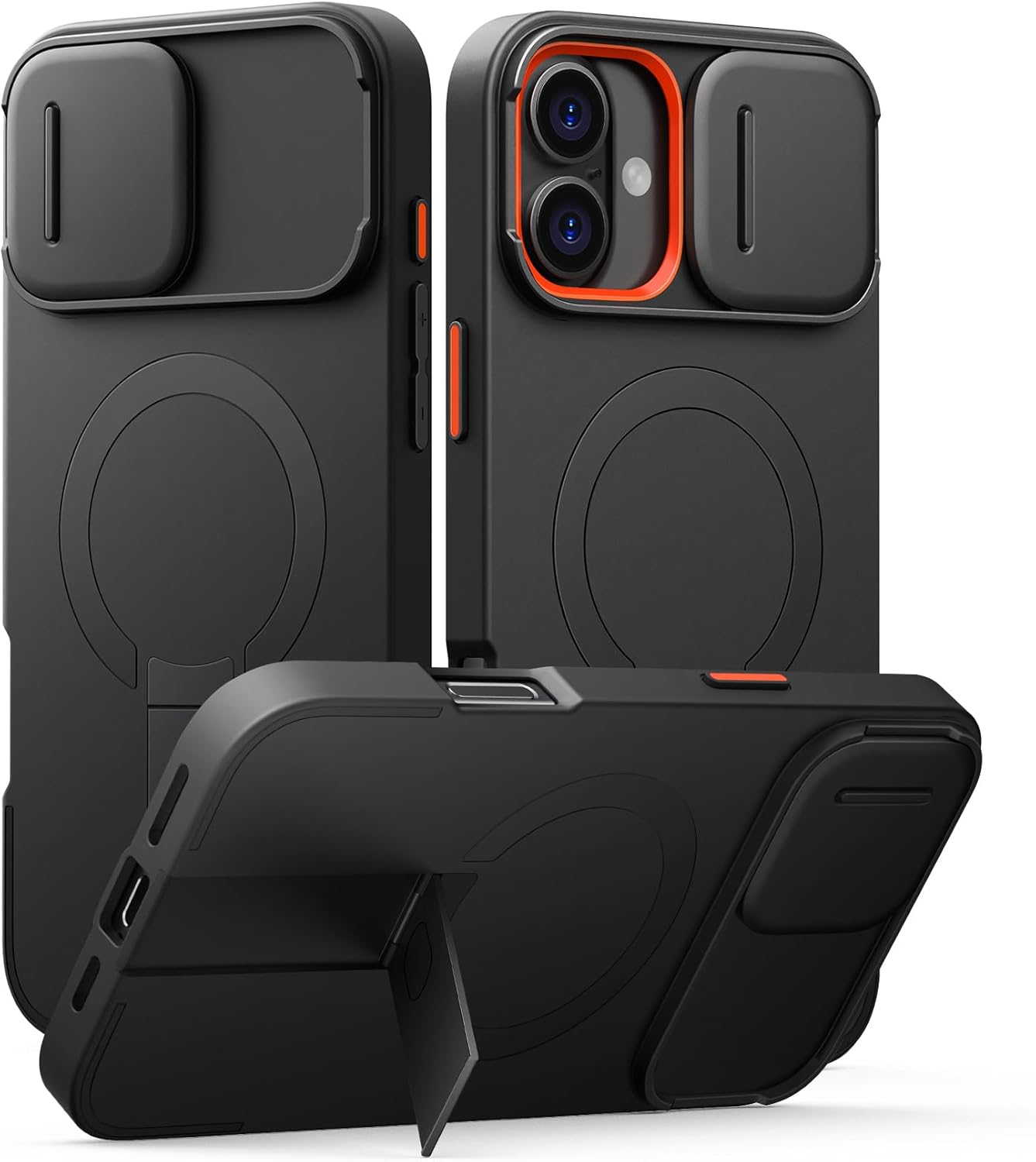 SURITCH for iPhone 12/12 Pro Case with Magnetic Camera Slide Cover and Adjustable Kickstand, Compatible with MagSafe, Shockproof Bumper Case Slim Protective Cover for iPhone 12/12 Pro 6.1 Inch, Black