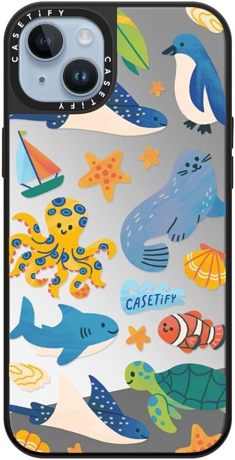 CASETiFY Mirror Case for iPhone 16 [Reflective / 4.9ft Drop Protection/Compatible with Magsafe] - Melbourne Stickers - Silver On Black