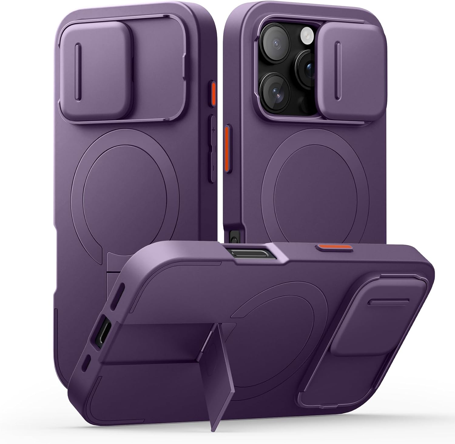 SURITCH for iPhone 12/12 Pro Case with Magnetic Camera Slide Cover and Adjustable Kickstand, Compatible with MagSafe, Shockproof Bumper Case Slim Protective Cover for iPhone 12/12 Pro 6.1 Inch, Black