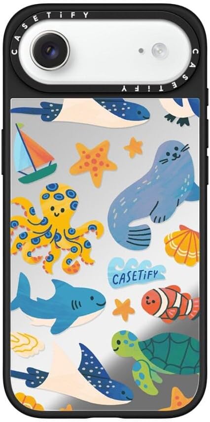 CASETiFY Mirror Case for iPhone 16 [Reflective / 4.9ft Drop Protection/Compatible with Magsafe] - Melbourne Stickers - Silver On Black