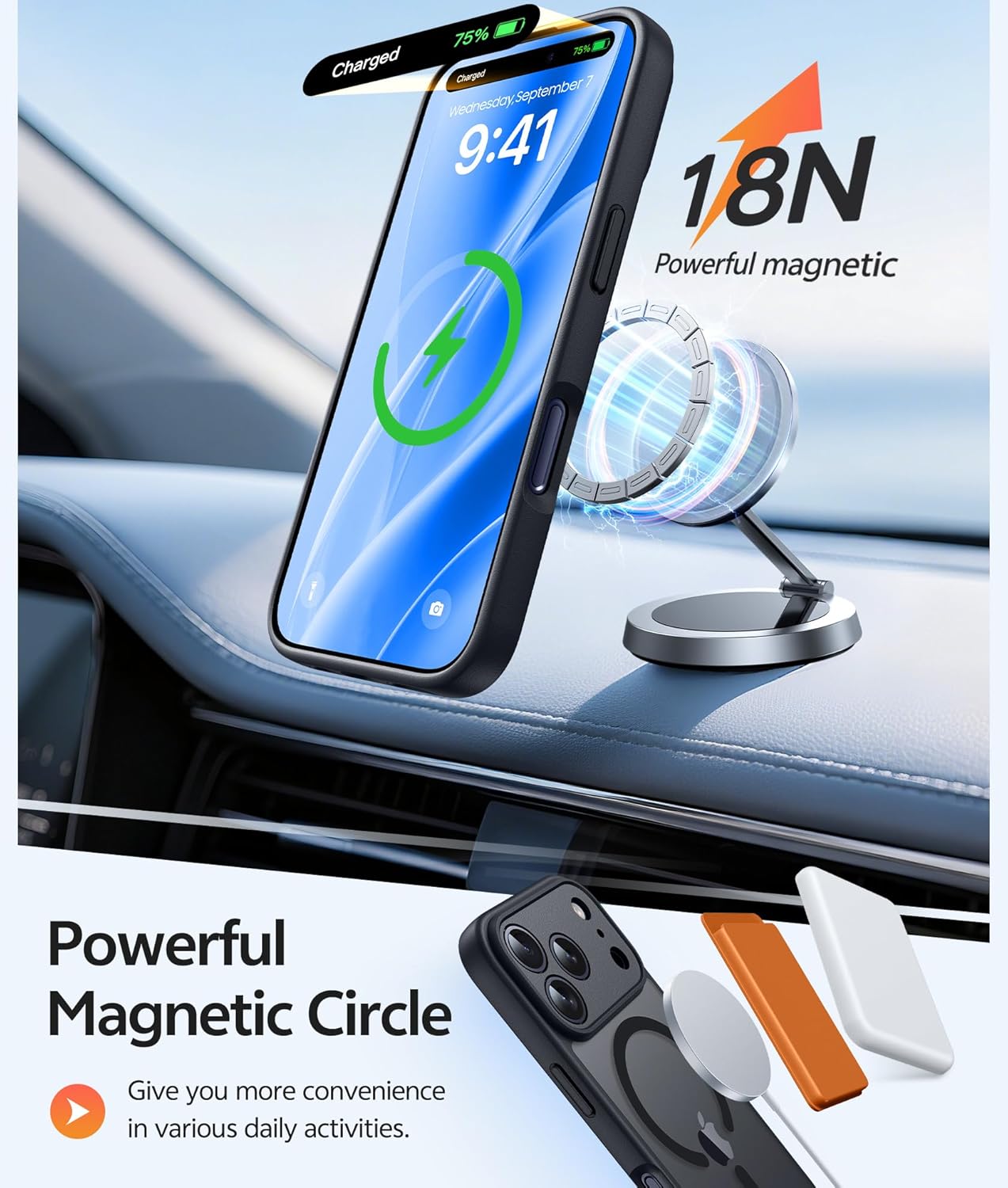 FNTCASE for iPhone 12 Phone Case: for iPhone 12 Pro Magnetic Matte Textured Military Grade Drop Protection Translucent Cell Cover - Slim Durable Shockproof Protective Bumper