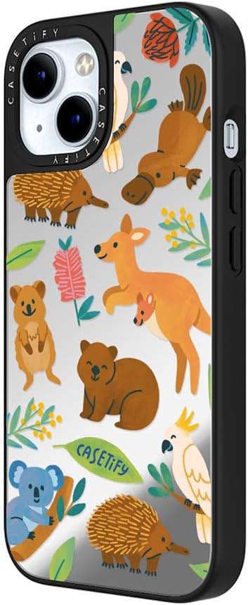 CASETiFY Mirror Case for iPhone 16 [Reflective / 4.9ft Drop Protection/Compatible with Magsafe] - Melbourne Stickers - Silver On Black