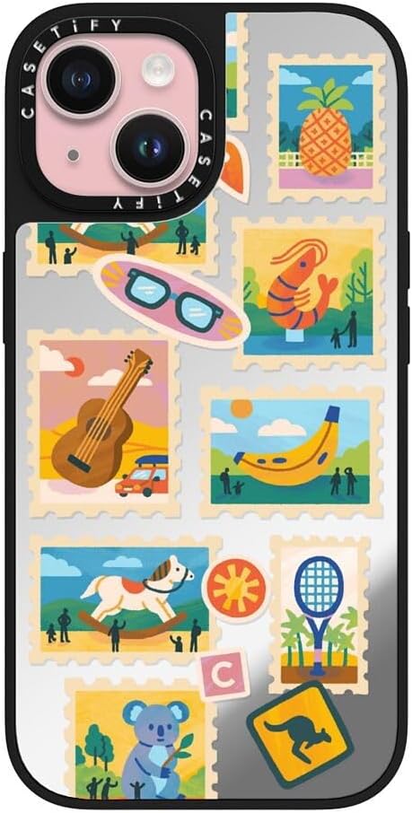 CASETiFY Mirror Case for iPhone 16 [Reflective / 4.9ft Drop Protection/Compatible with Magsafe] - Melbourne Stickers - Silver On Black