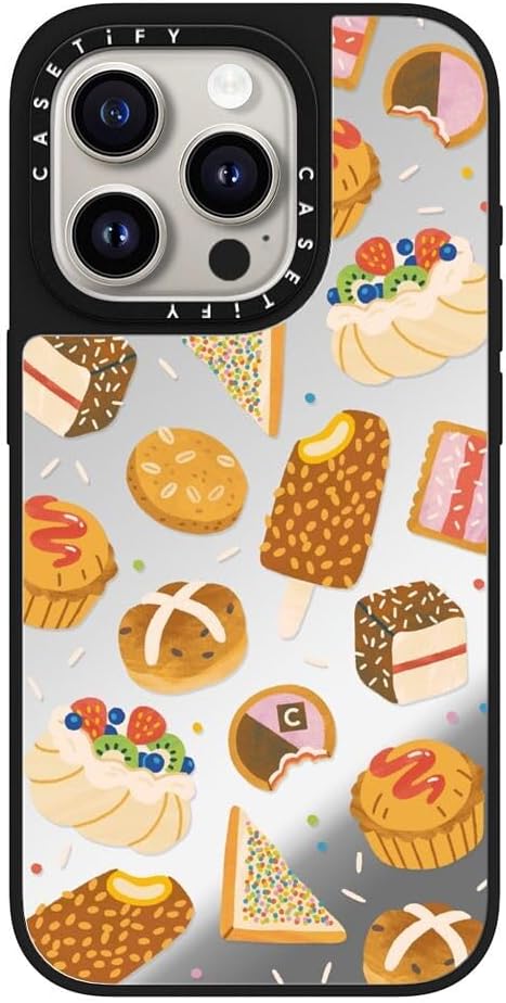 CASETiFY Mirror Case for iPhone 16 [Reflective / 4.9ft Drop Protection/Compatible with Magsafe] - Melbourne Stickers - Silver On Black