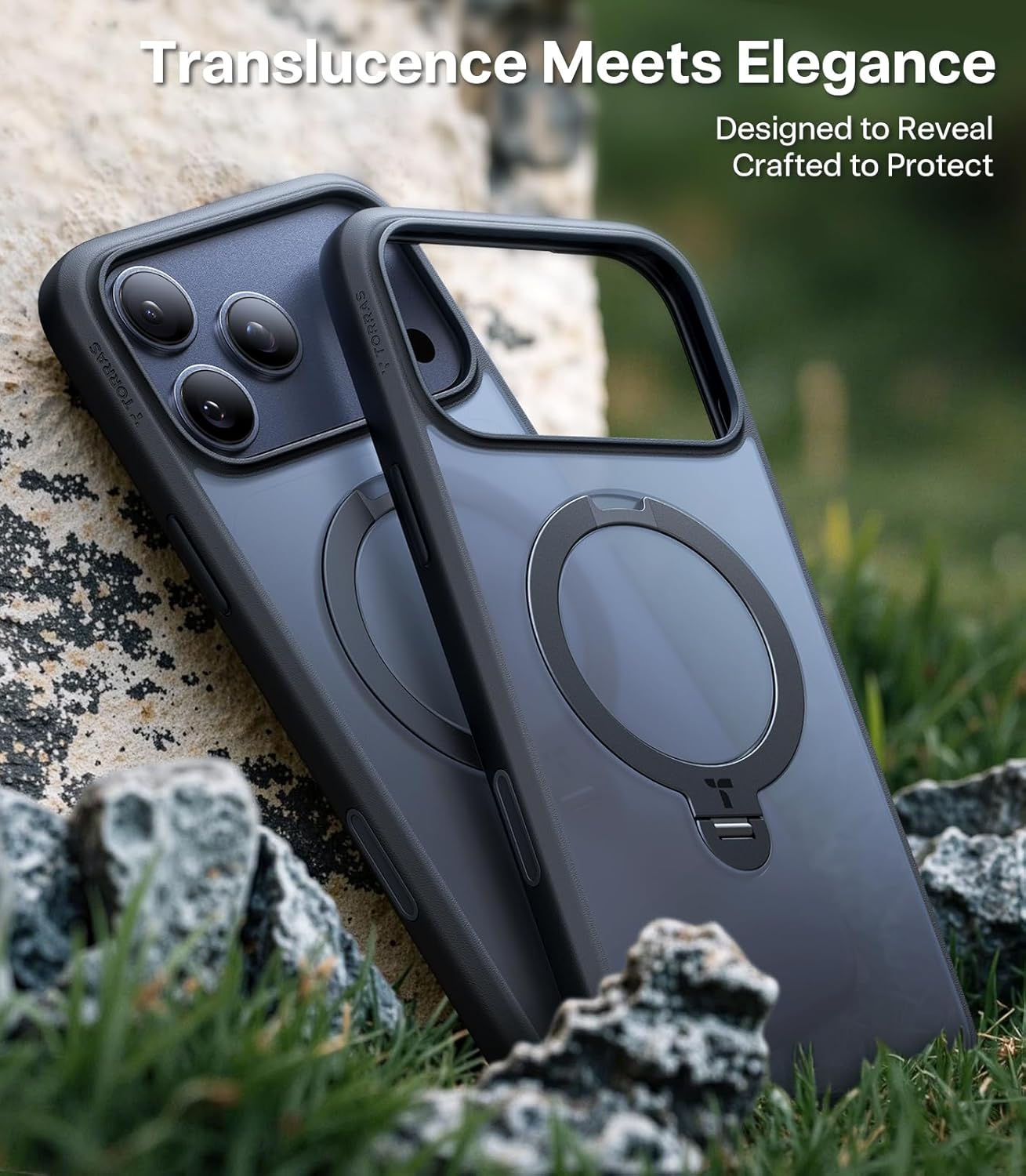 TORRAS Q3 360 Spin for iPhone 17 Pro Max Case Magnetic Stand, Compatible with Magsafe, Military Grade Protection, Camera Control, Built-in Kickstand 17 Pro Max Phone Case 6.9'', Clear