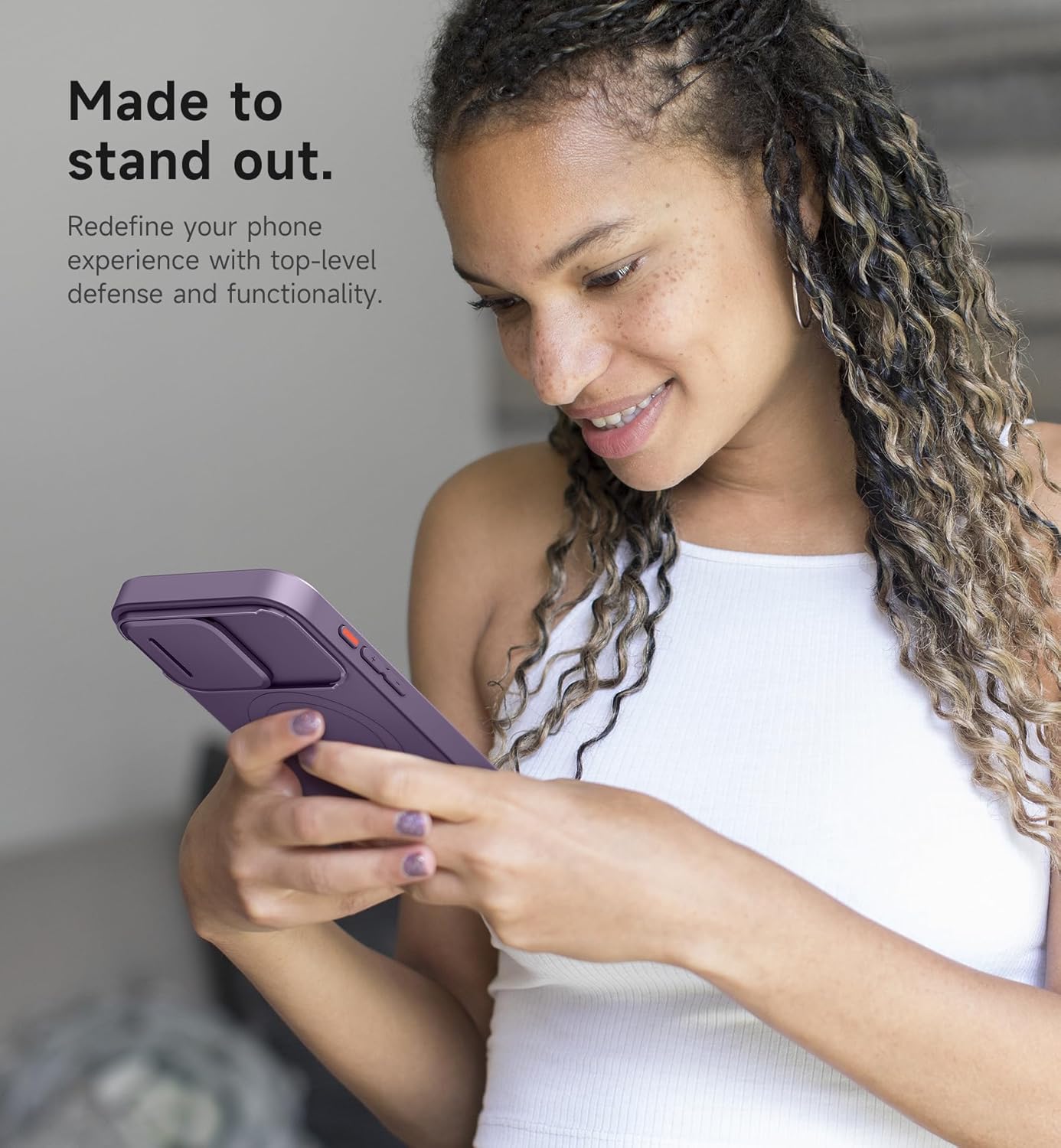 SURITCH for iPhone 12/12 Pro Case with Magnetic Camera Slide Cover and Adjustable Kickstand, Compatible with MagSafe, Shockproof Bumper Case Slim Protective Cover for iPhone 12/12 Pro 6.1 Inch, Black