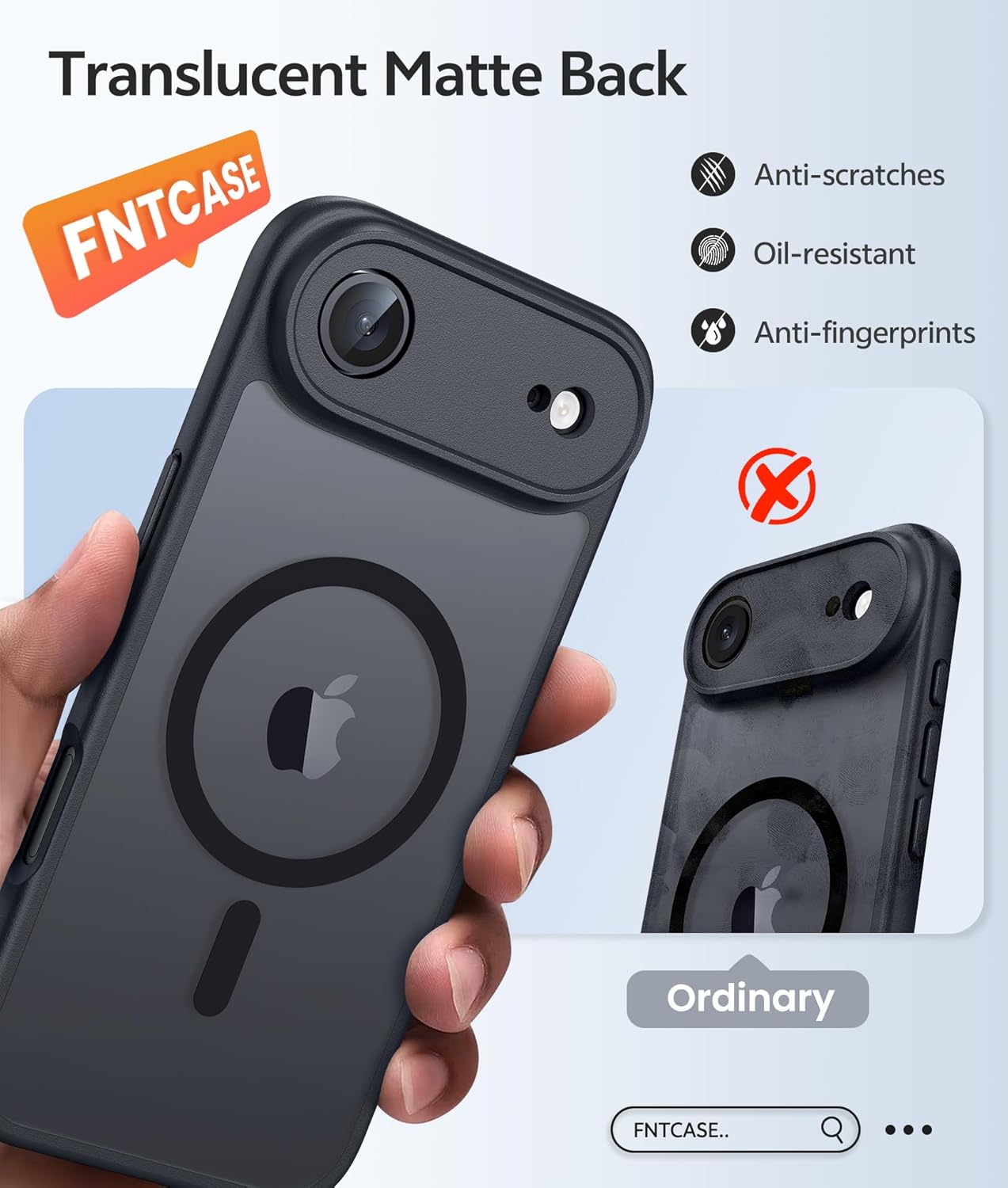 FNTCASE for iPhone 12 Phone Case: for iPhone 12 Pro Magnetic Matte Textured Military Grade Drop Protection Translucent Cell Cover - Slim Durable Shockproof Protective Bumper