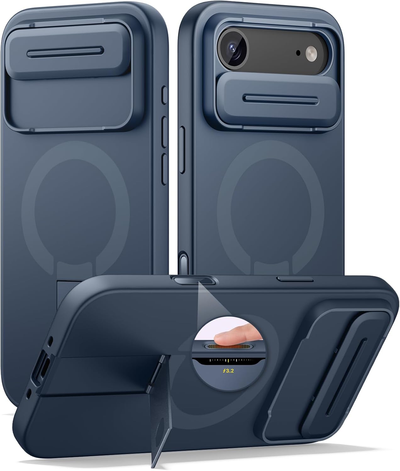 SURITCH for iPhone 12/12 Pro Case with Magnetic Camera Slide Cover and Adjustable Kickstand, Compatible with MagSafe, Shockproof Bumper Case Slim Protective Cover for iPhone 12/12 Pro 6.1 Inch, Black