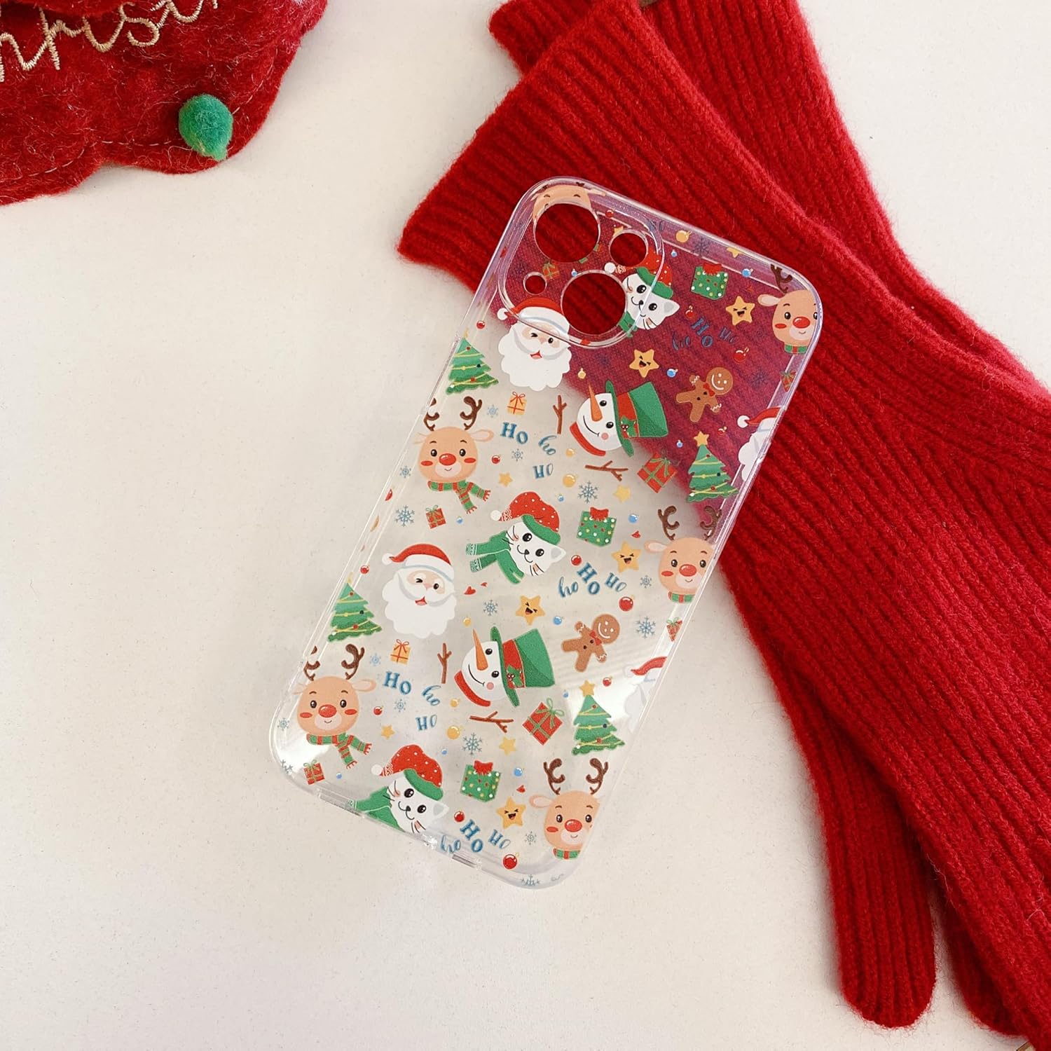 UEEBAI Christmas Phone Case for iPhone 16, Cute Merry Christmas Pattern Case Compatible with Magsafe Red Xmas Santa Tree Candy Pattern Cover for Women and Girls - Elk