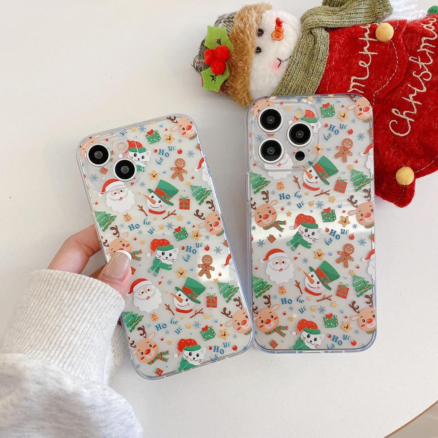 UEEBAI Christmas Phone Case for iPhone 16, Cute Merry Christmas Pattern Case Compatible with Magsafe Red Xmas Santa Tree Candy Pattern Cover for Women and Girls - Elk