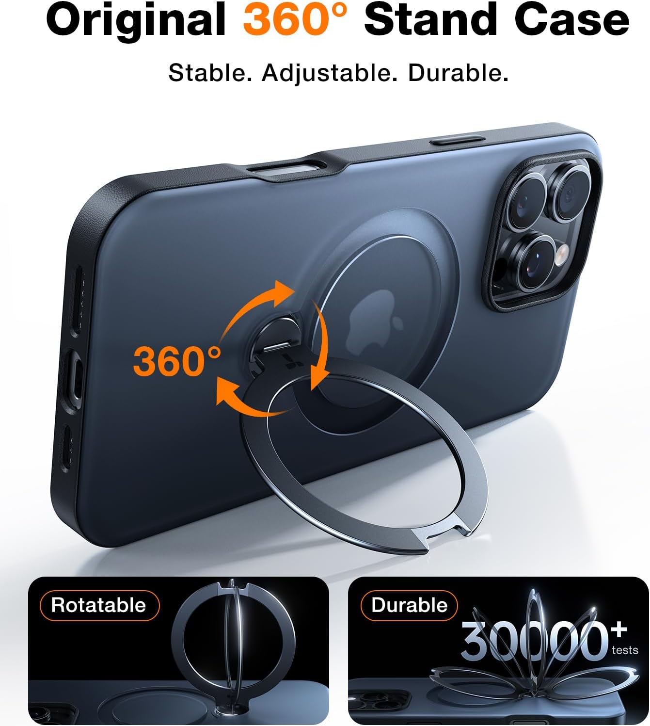 TORRAS Q3 360 Spin for iPhone 17 Pro Max Case Magnetic Stand, Compatible with Magsafe, Military Grade Protection, Camera Control, Built-in Kickstand 17 Pro Max Phone Case 6.9'', Clear