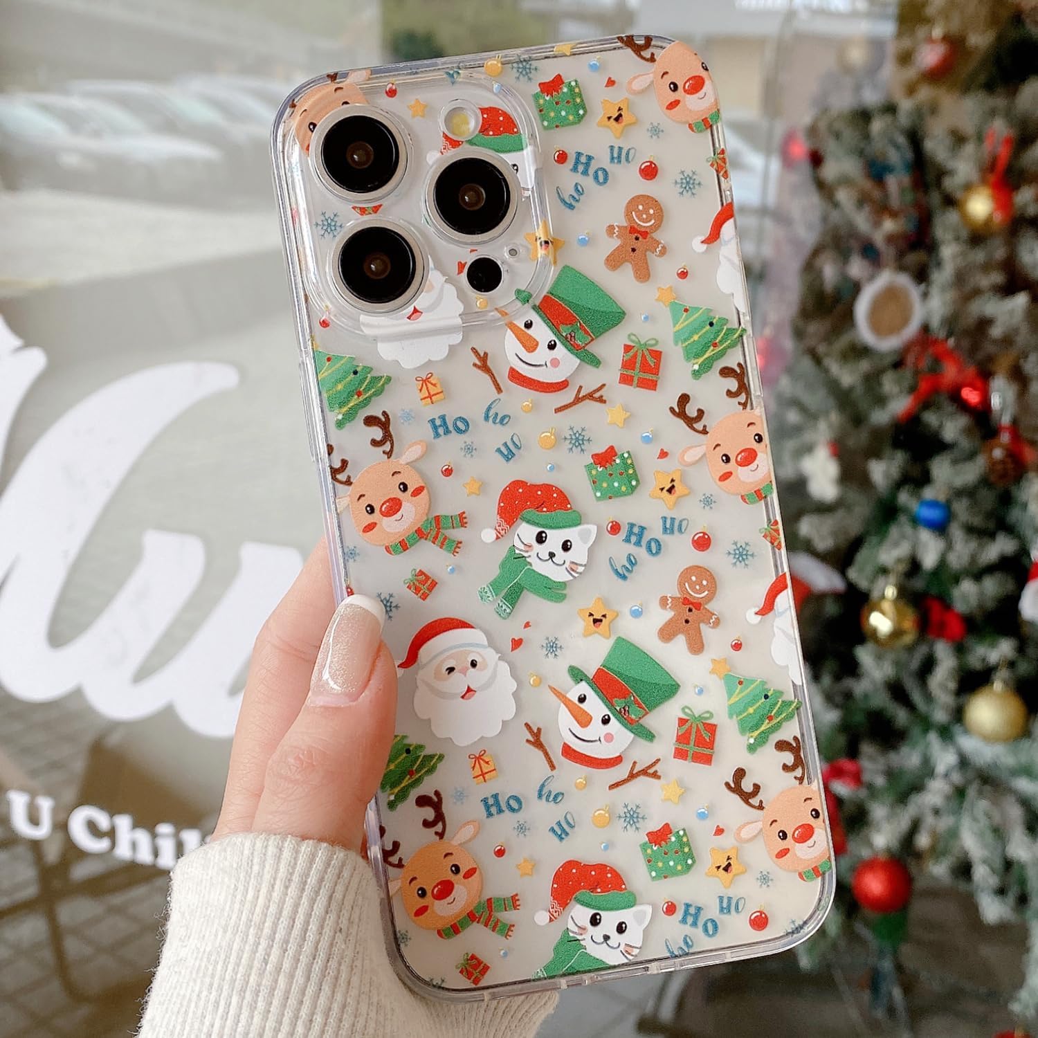 UEEBAI Christmas Phone Case for iPhone 16, Cute Merry Christmas Pattern Case Compatible with Magsafe Red Xmas Santa Tree Candy Pattern Cover for Women and Girls - Elk