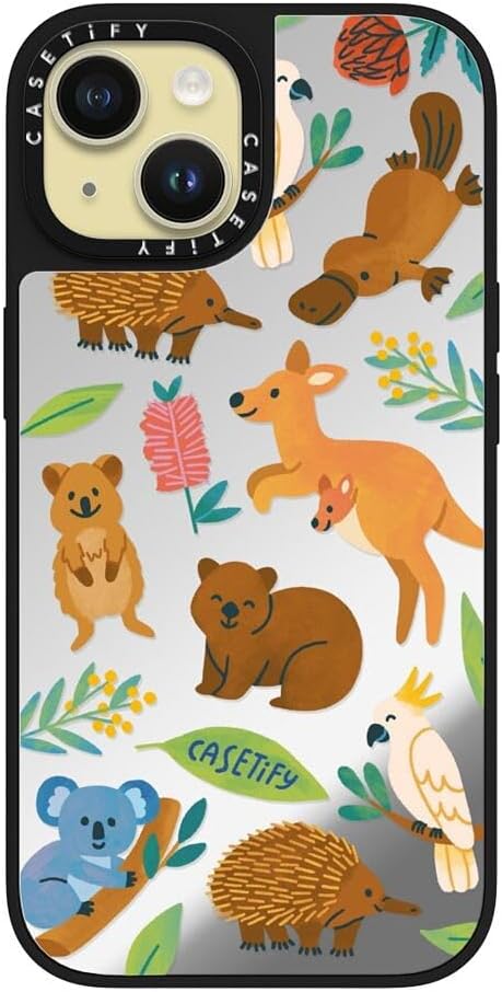 CASETiFY Mirror Case for iPhone 16 [Reflective / 4.9ft Drop Protection/Compatible with Magsafe] - Melbourne Stickers - Silver On Black