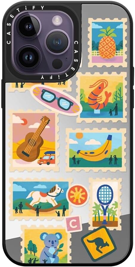 CASETiFY Mirror Case for iPhone 16 [Reflective / 4.9ft Drop Protection/Compatible with Magsafe] - Melbourne Stickers - Silver On Black