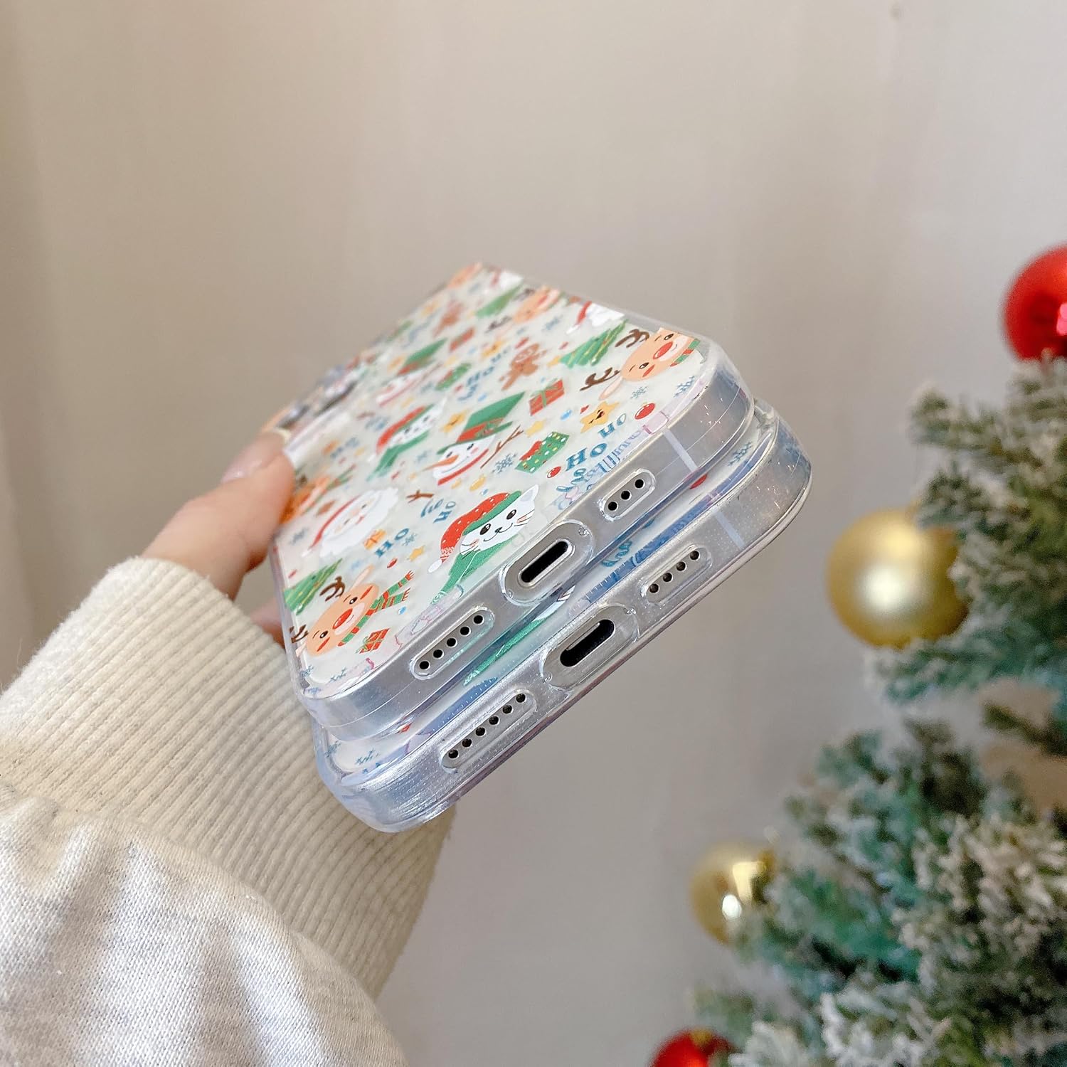 UEEBAI Christmas Phone Case for iPhone 16, Cute Merry Christmas Pattern Case Compatible with Magsafe Red Xmas Santa Tree Candy Pattern Cover for Women and Girls - Elk