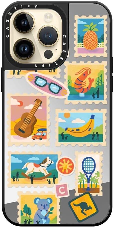 CASETiFY Mirror Case for iPhone 16 [Reflective / 4.9ft Drop Protection/Compatible with Magsafe] - Melbourne Stickers - Silver On Black