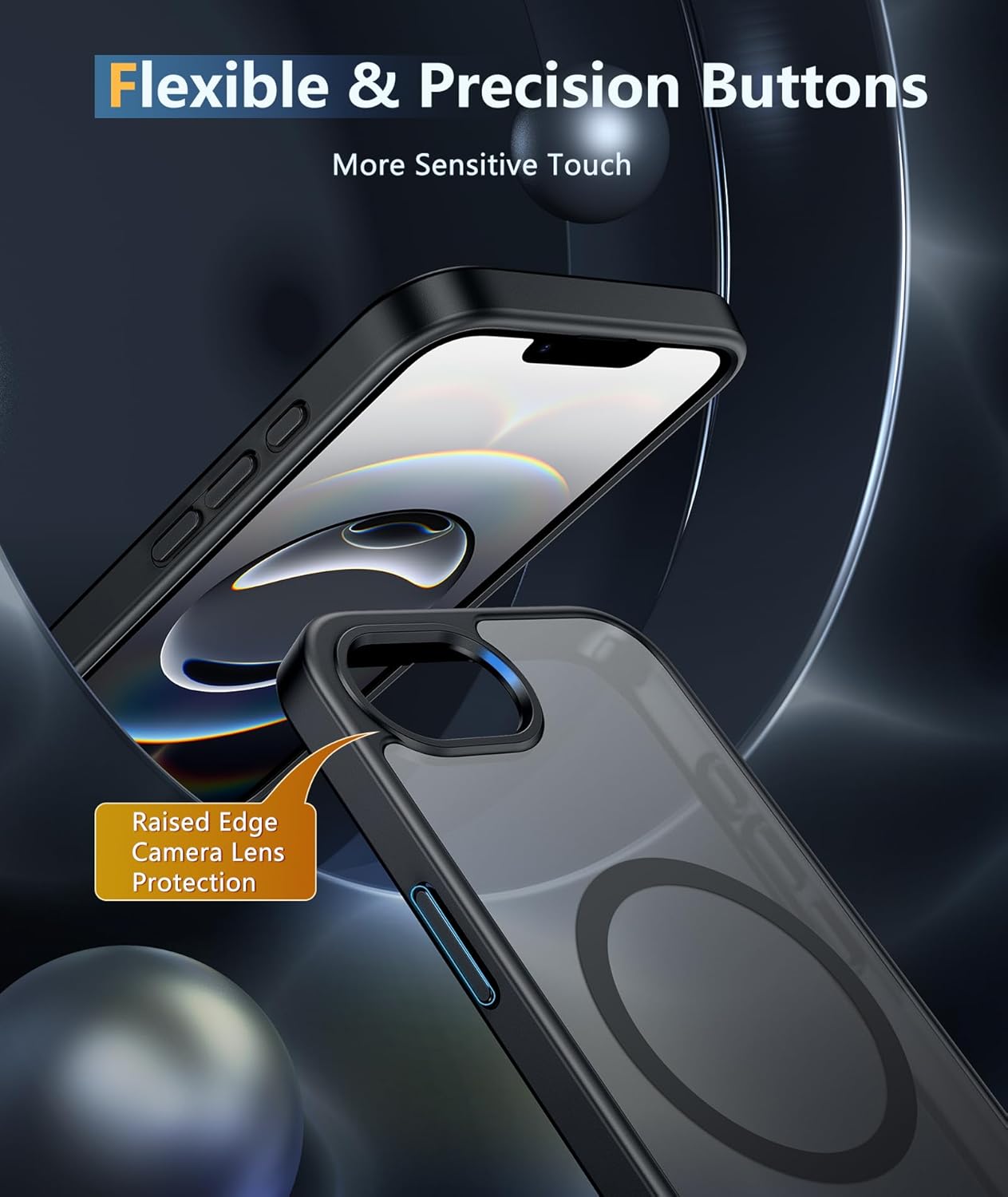 FNTCASE for iPhone 12 Phone Case: for iPhone 12 Pro Magnetic Matte Textured Military Grade Drop Protection Translucent Cell Cover - Slim Durable Shockproof Protective Bumper