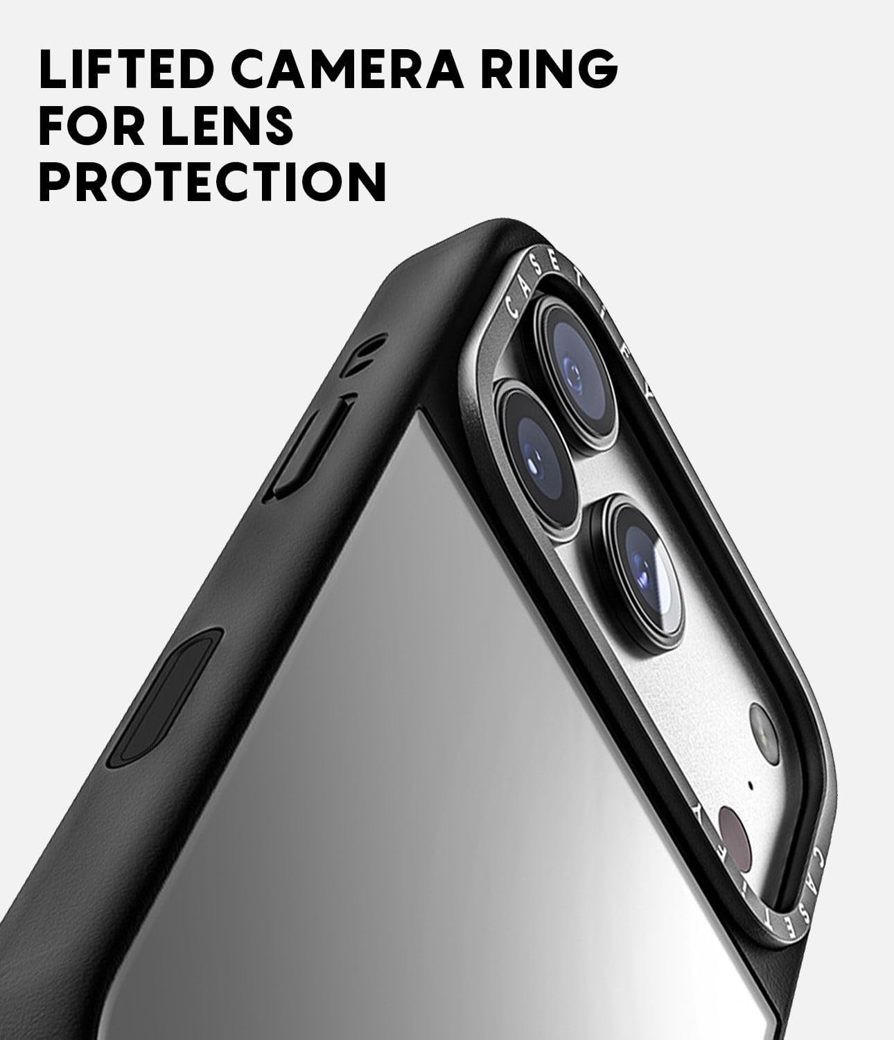 CASETiFY Mirror Case for iPhone 16 [Reflective / 4.9ft Drop Protection/Compatible with Magsafe] - Melbourne Stickers - Silver On Black