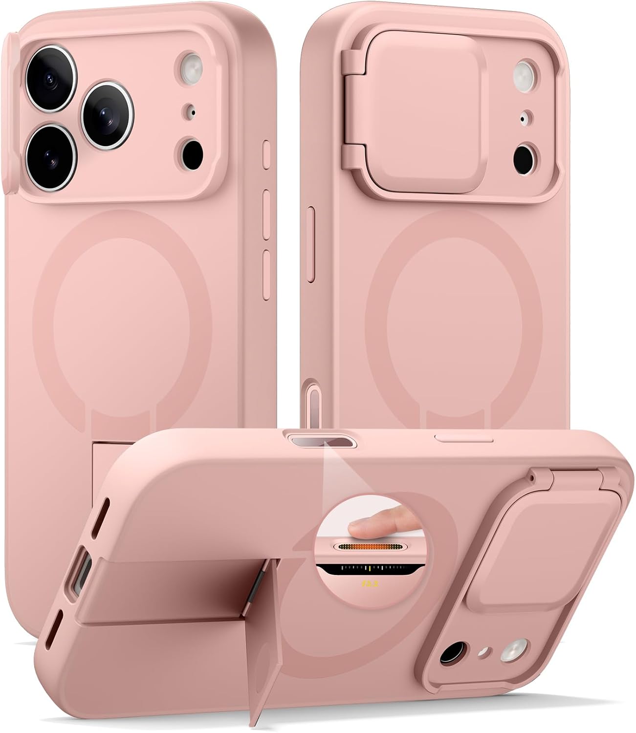 SURITCH for iPhone 12/12 Pro Case with Magnetic Camera Slide Cover and Adjustable Kickstand, Compatible with MagSafe, Shockproof Bumper Case Slim Protective Cover for iPhone 12/12 Pro 6.1 Inch, Black