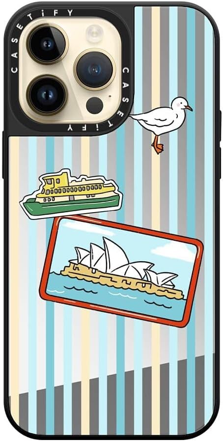 CASETiFY Mirror Case for iPhone 16 [Reflective / 4.9ft Drop Protection/Compatible with Magsafe] - Melbourne Stickers - Silver On Black