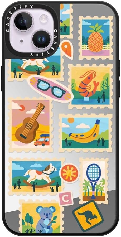 CASETiFY Mirror Case for iPhone 16 [Reflective / 4.9ft Drop Protection/Compatible with Magsafe] - Melbourne Stickers - Silver On Black