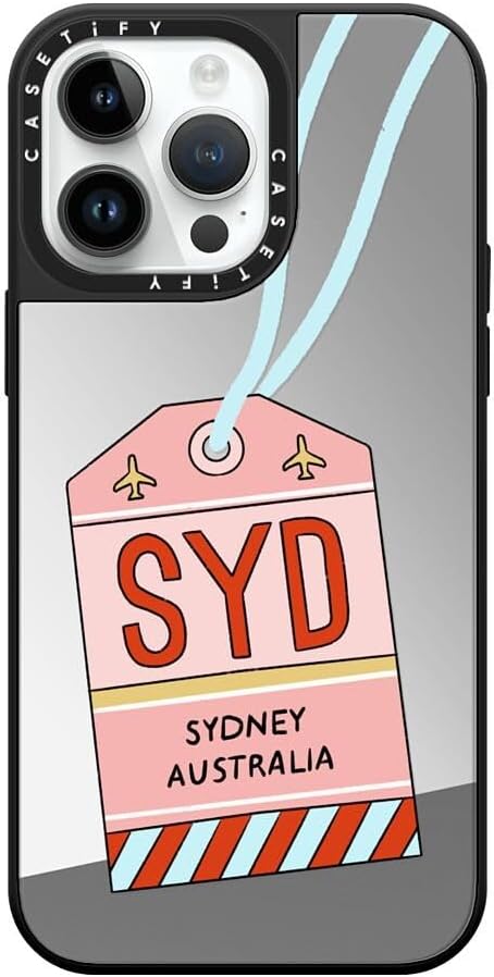 CASETiFY Mirror Case for iPhone 16 [Reflective / 4.9ft Drop Protection/Compatible with Magsafe] - Melbourne Stickers - Silver On Black