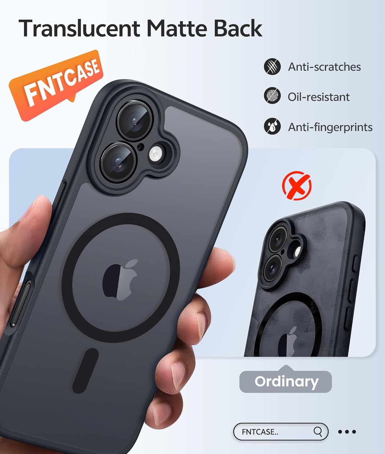 FNTCASE for iPhone 12 Phone Case: for iPhone 12 Pro Magnetic Matte Textured Military Grade Drop Protection Translucent Cell Cover - Slim Durable Shockproof Protective Bumper